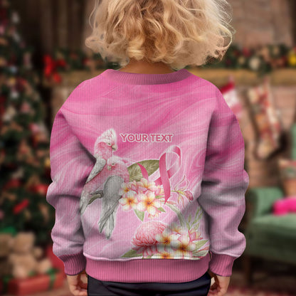 Personalised I Wear Pink For The Fight Kid Ugly Christmas Sweater Australian Breast Cancer Support Spirit