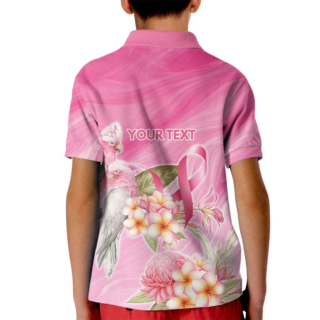 Personalised I Wear Pink For The Fight Kid Polo Shirt Australian Breast Cancer Support Spirit