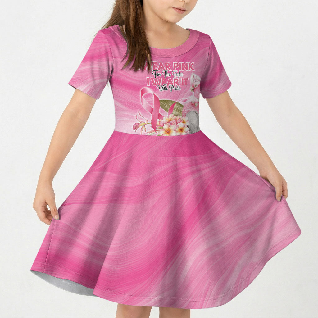 Personalised I Wear Pink For The Fight Kid Short Sleeve Dress Australian Breast Cancer Support Spirit