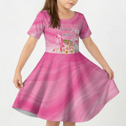 Personalised I Wear Pink For The Fight Kid Short Sleeve Dress Australian Breast Cancer Support Spirit
