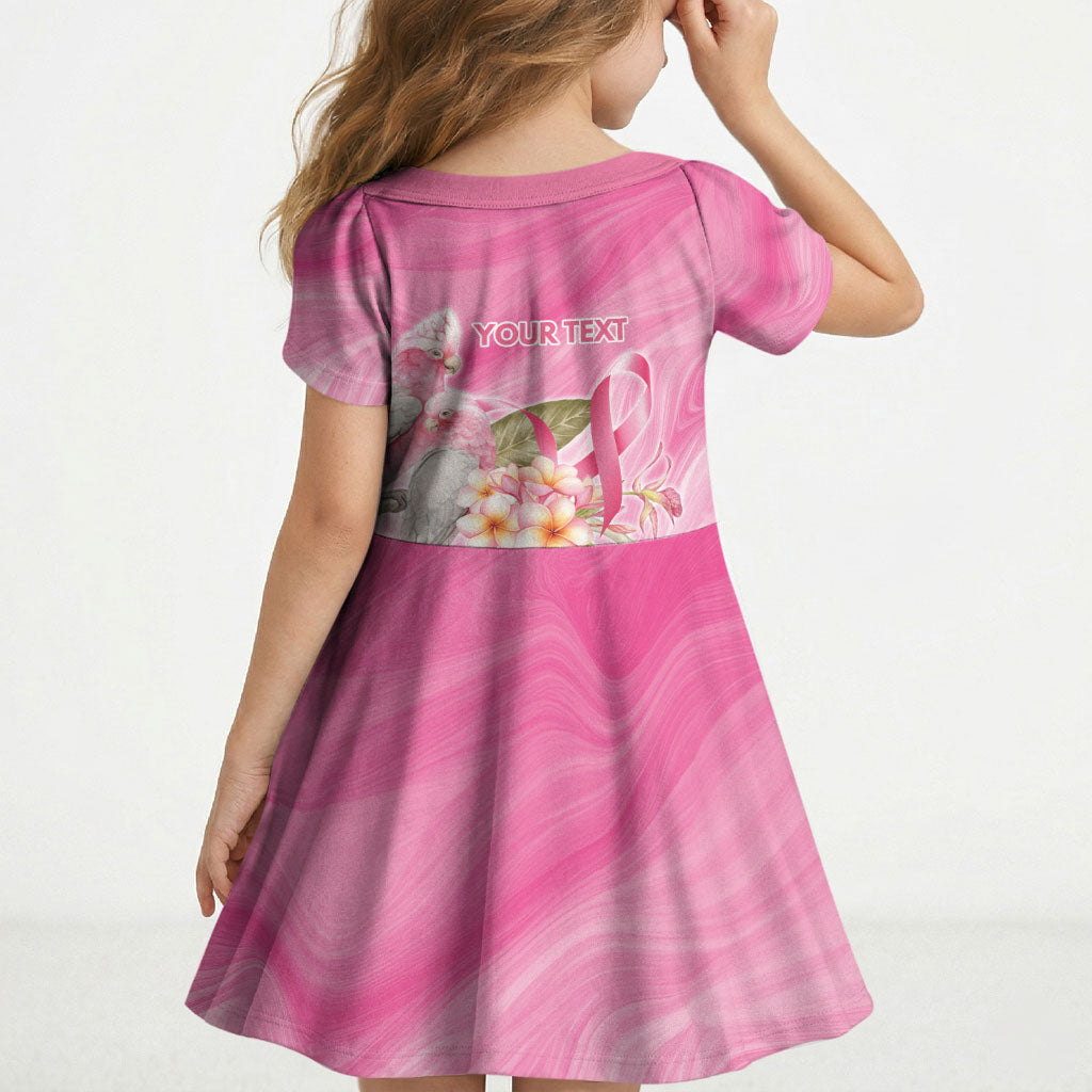 Personalised I Wear Pink For The Fight Kid Short Sleeve Dress Australian Breast Cancer Support Spirit