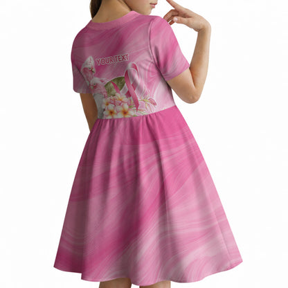 Personalised I Wear Pink For The Fight Kid Short Sleeve Dress Australian Breast Cancer Support Spirit