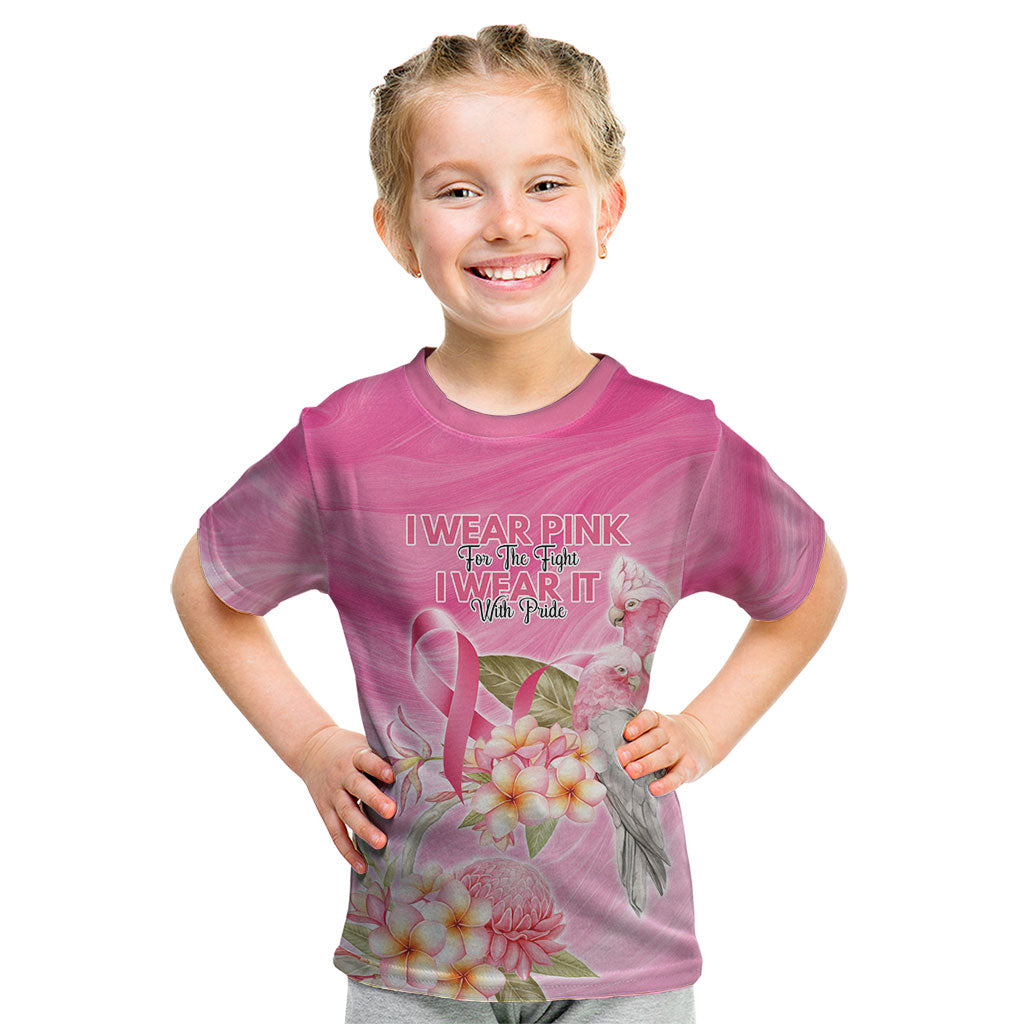Personalised I Wear Pink For The Fight Kid T Shirt Australian Breast Cancer Support Spirit