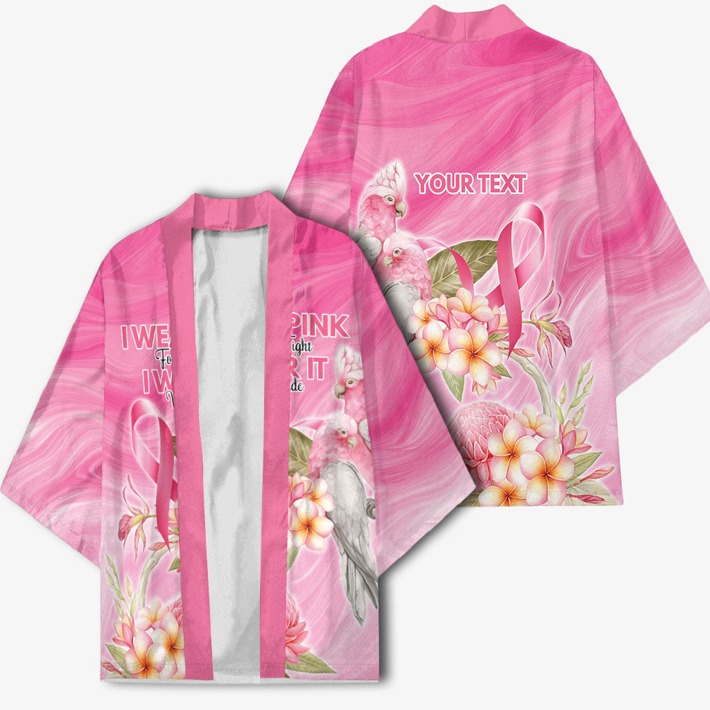 Personalised I Wear Pink For The Fight Kimono Australian Breast Cancer Support Spirit