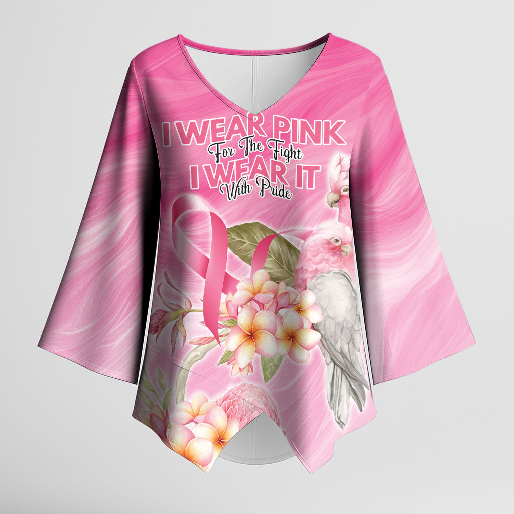 Personalised I Wear Pink For The Fight Kimono Sleeve Blouse Australian Breast Cancer Support Spirit