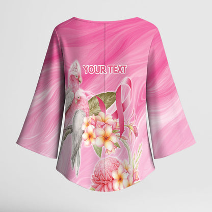 Personalised I Wear Pink For The Fight Kimono Sleeve Blouse Australian Breast Cancer Support Spirit