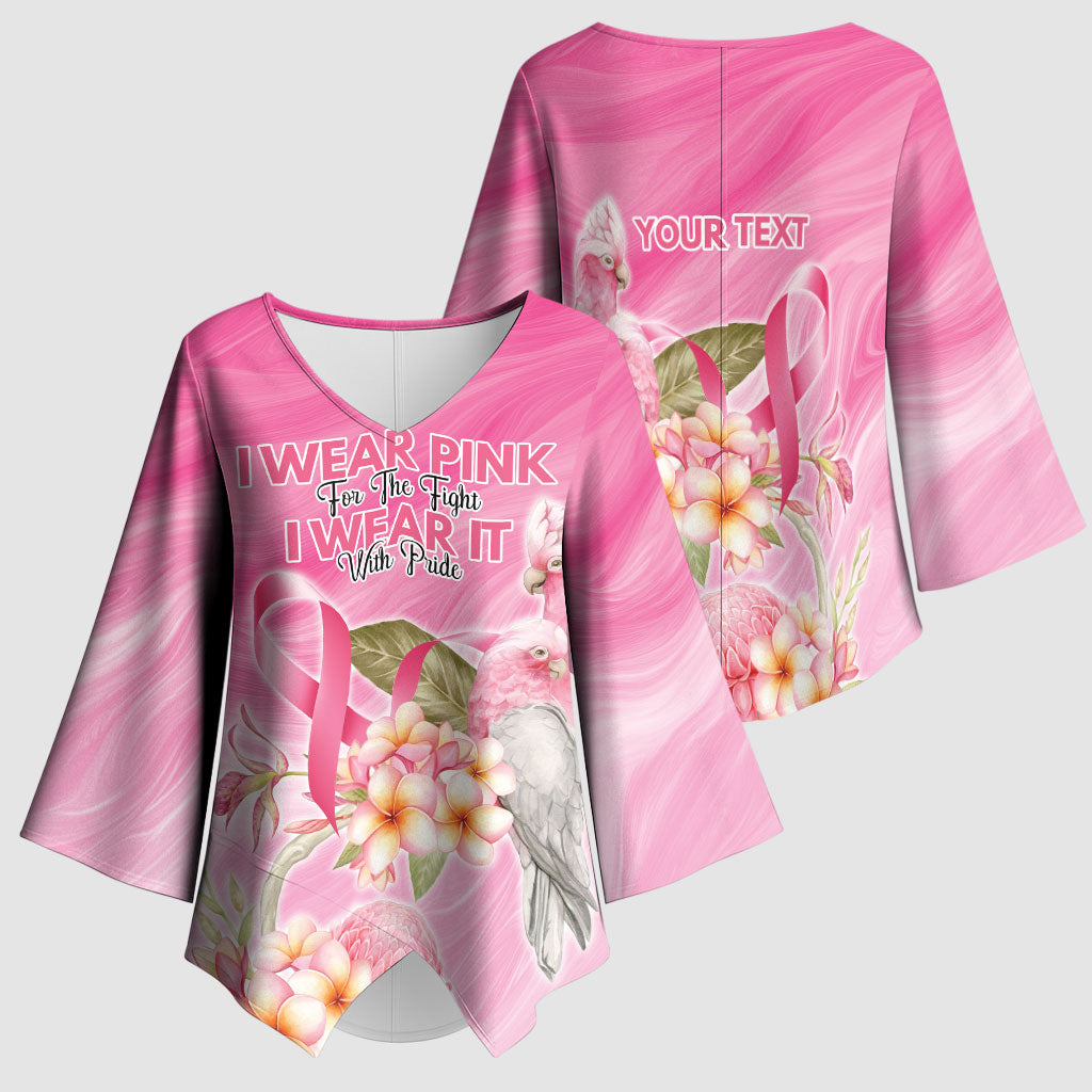Personalised I Wear Pink For The Fight Kimono Sleeve Blouse Australian Breast Cancer Support Spirit