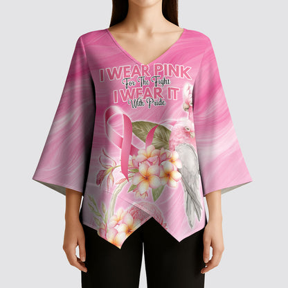 Personalised I Wear Pink For The Fight Kimono Sleeve Blouse Australian Breast Cancer Support Spirit