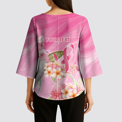Personalised I Wear Pink For The Fight Kimono Sleeve Blouse Australian Breast Cancer Support Spirit