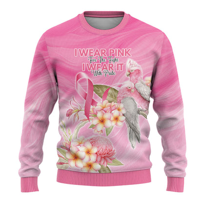 Personalised I Wear Pink For The Fight Ugly Christmas Sweater Australian Breast Cancer Support Spirit