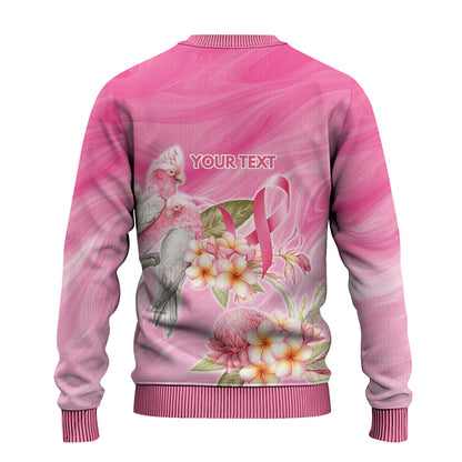 Personalised I Wear Pink For The Fight Ugly Christmas Sweater Australian Breast Cancer Support Spirit