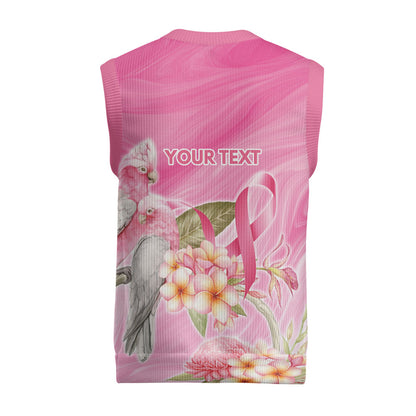 Personalised I Wear Pink For The Fight Christmas Knitted V-Neck Vest Australian Breast Cancer Support Spirit