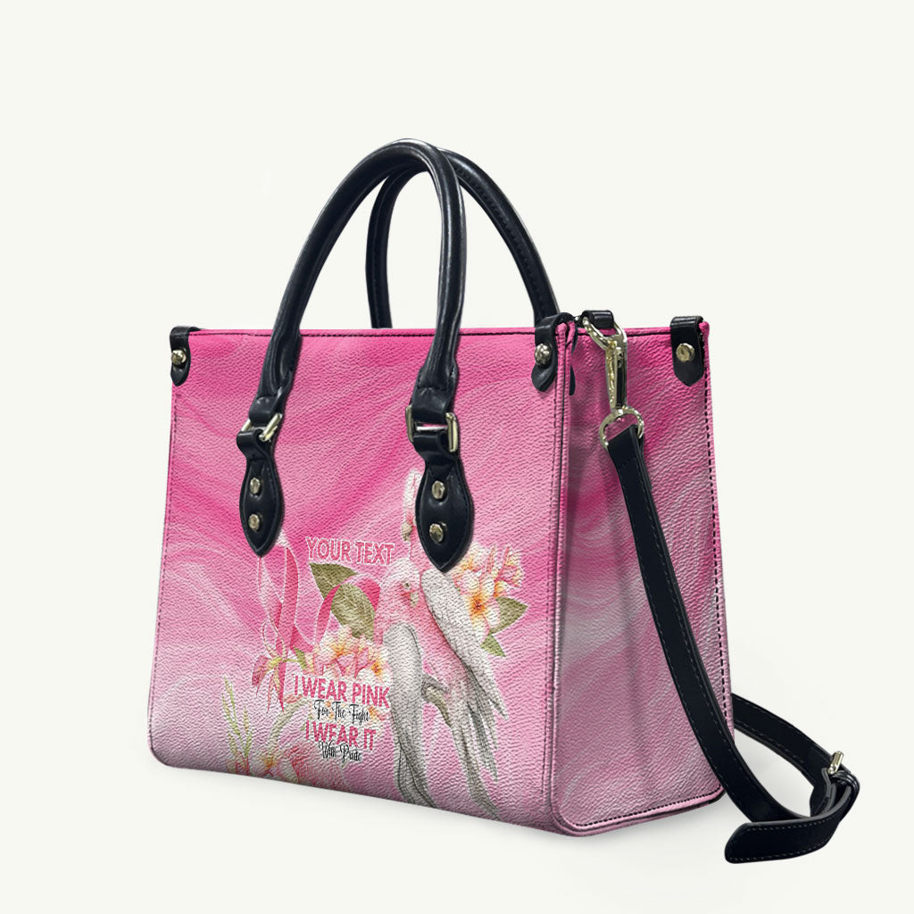 Personalised I Wear Pink For The Fight Leather Bag Australian Breast Cancer Support Spirit