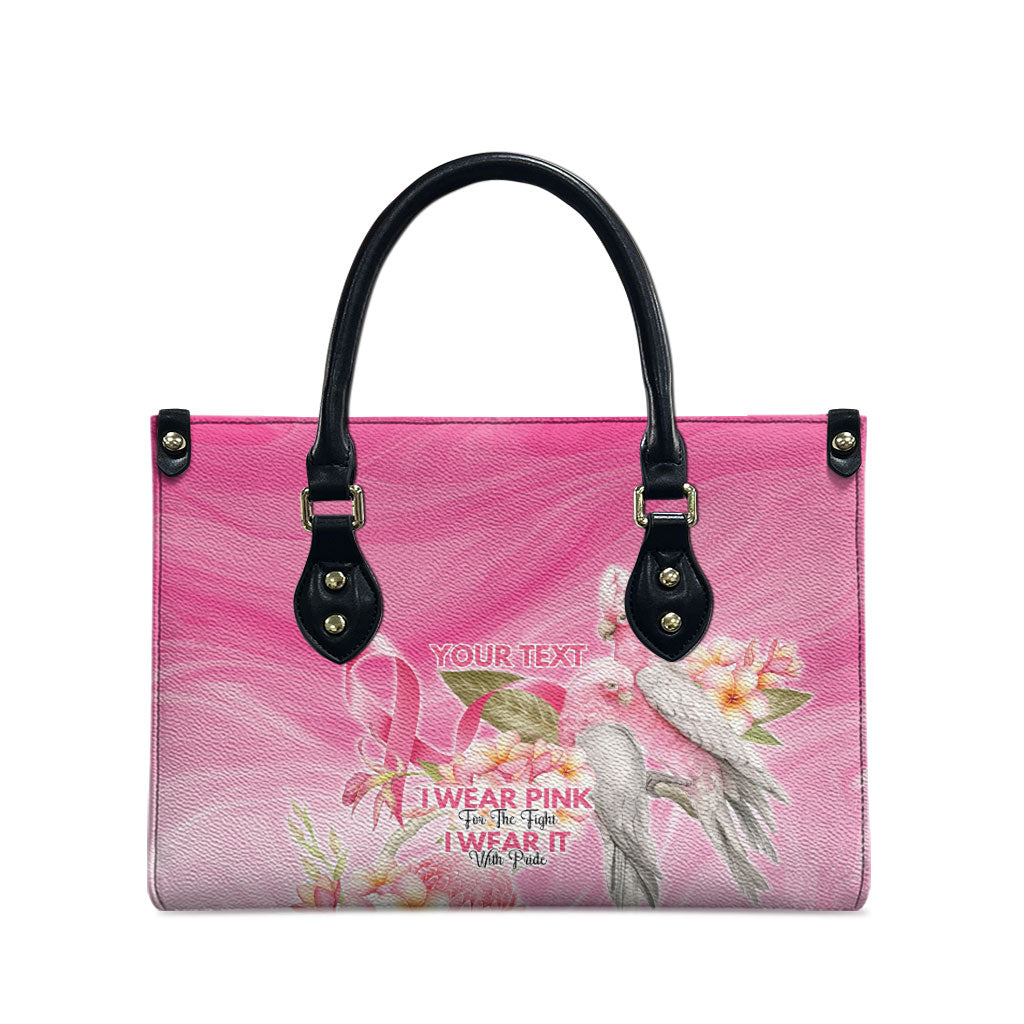 Personalised I Wear Pink For The Fight Leather Bag Australian Breast Cancer Support Spirit