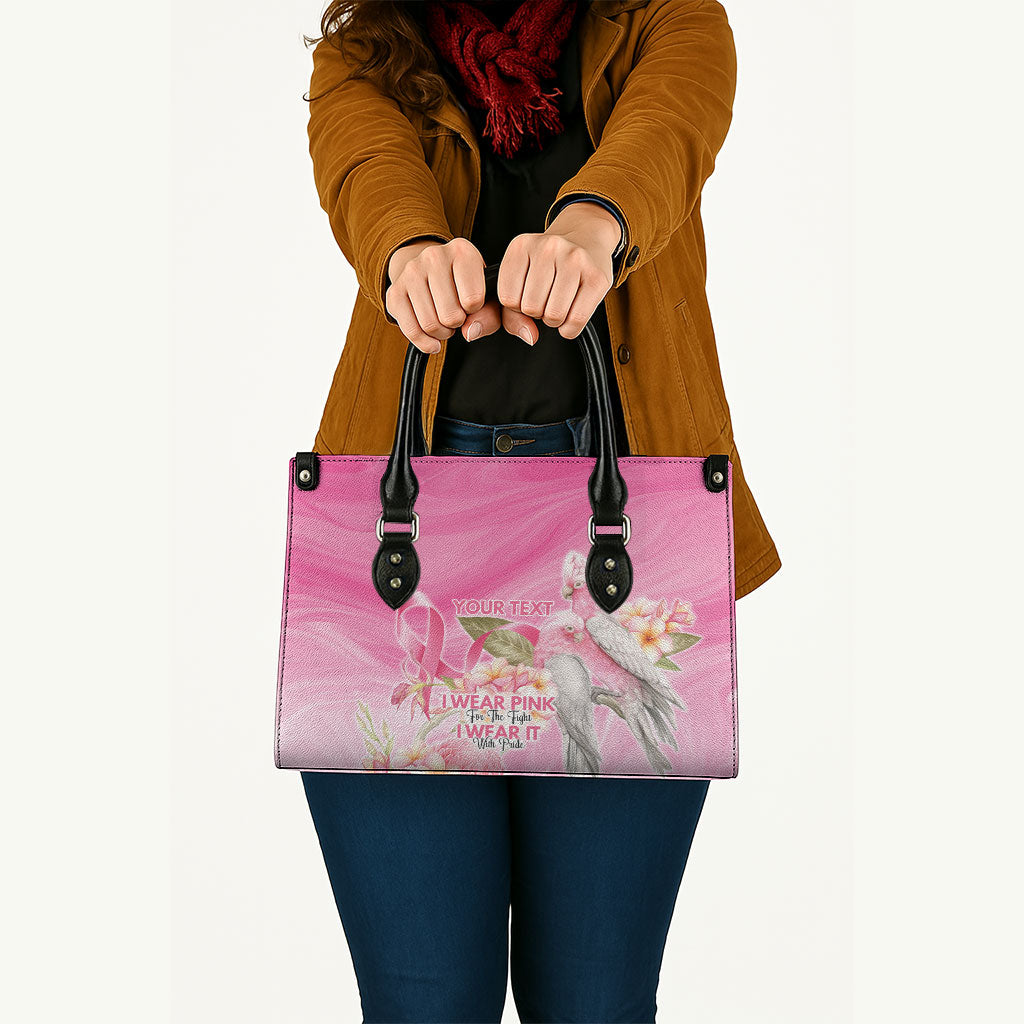 Personalised I Wear Pink For The Fight Leather Bag Australian Breast Cancer Support Spirit