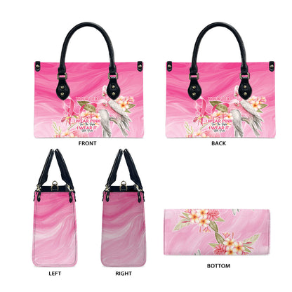 Personalised I Wear Pink For The Fight Leather Bag Australian Breast Cancer Support Spirit