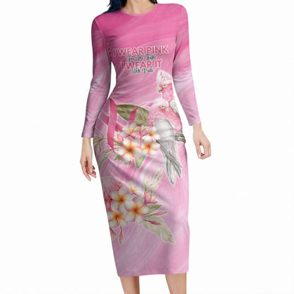 Personalised I Wear Pink For The Fight Long Sleeve Bodycon Dress Australian Breast Cancer Support Spirit
