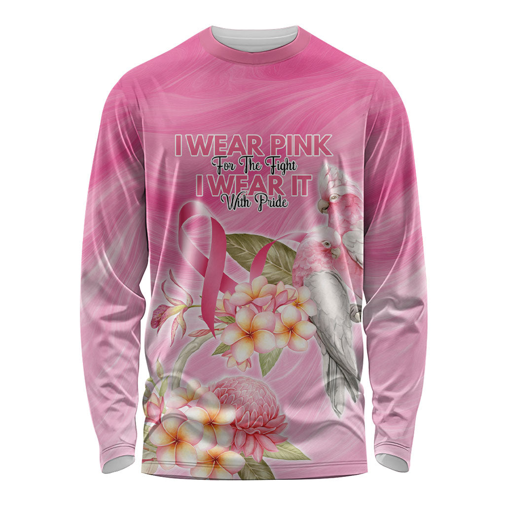 Personalised I Wear Pink For The Fight Long Sleeve Shirt Australian Breast Cancer Support Spirit