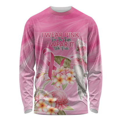 Personalised I Wear Pink For The Fight Long Sleeve Shirt Australian Breast Cancer Support Spirit