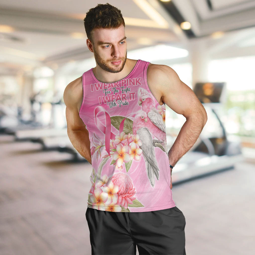 Personalised I Wear Pink For The Fight Men Tank Top Australian Breast Cancer Support Spirit