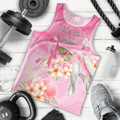 Personalised I Wear Pink For The Fight Men Tank Top Australian Breast Cancer Support Spirit