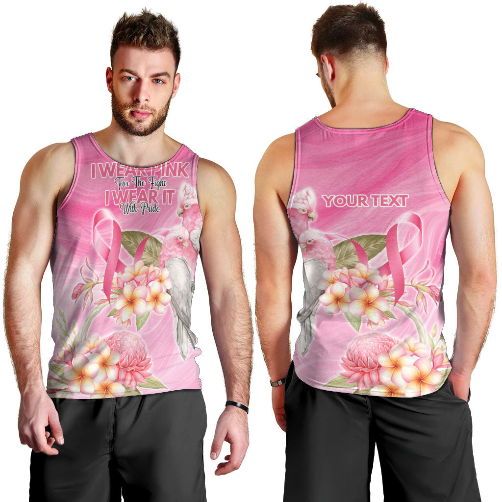 Personalised I Wear Pink For The Fight Men Tank Top Australian Breast Cancer Support Spirit
