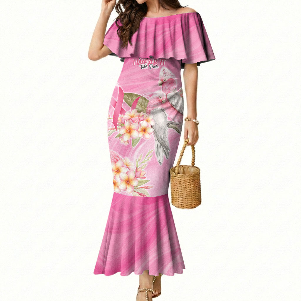 Personalised I Wear Pink For The Fight Mermaid Dress Australian Breast Cancer Support Spirit