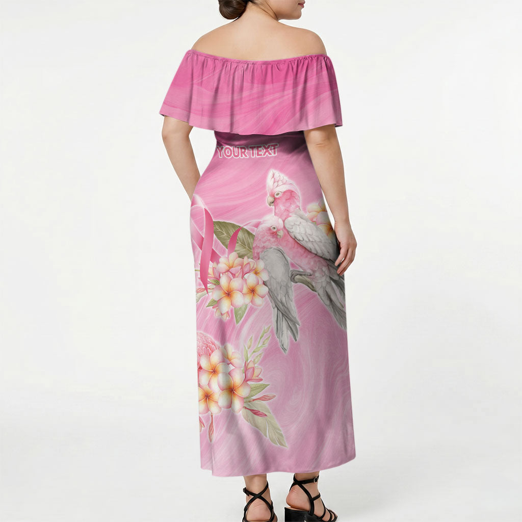 Personalised I Wear Pink For The Fight Off Shoulder Maxi Dress Australian Breast Cancer Support Spirit