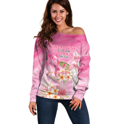 Personalised I Wear Pink For The Fight Off Shoulder Sweater Australian Breast Cancer Support Spirit