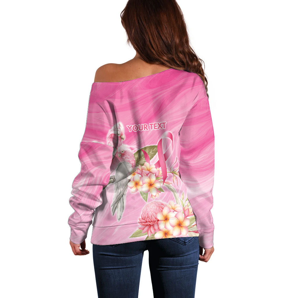 Personalised I Wear Pink For The Fight Off Shoulder Sweater Australian Breast Cancer Support Spirit