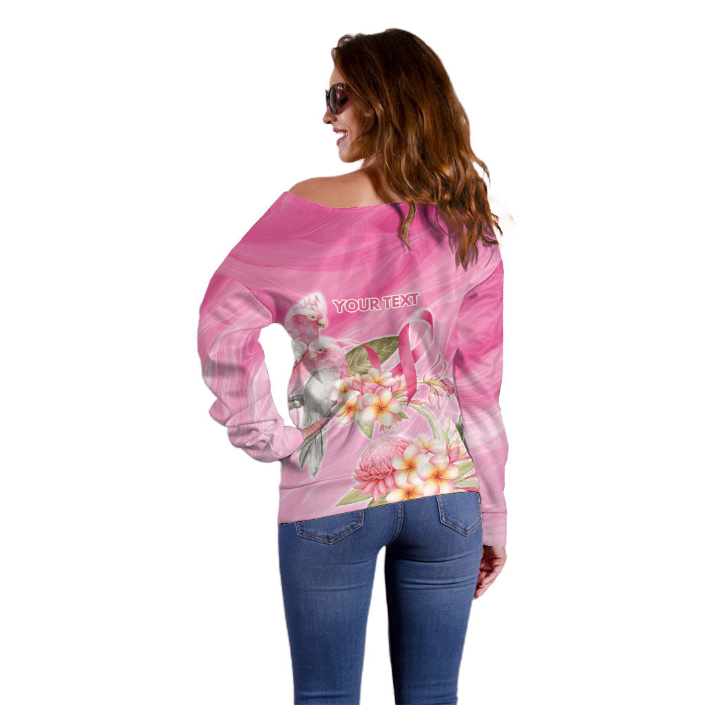 Personalised I Wear Pink For The Fight Off Shoulder Sweater Australian Breast Cancer Support Spirit