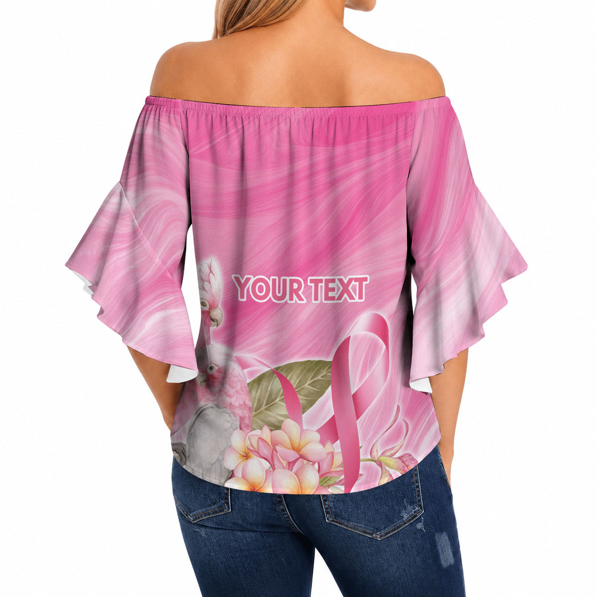 Personalised I Wear Pink For The Fight Off Shoulder Wrap Waist Top Australian Breast Cancer Support Spirit