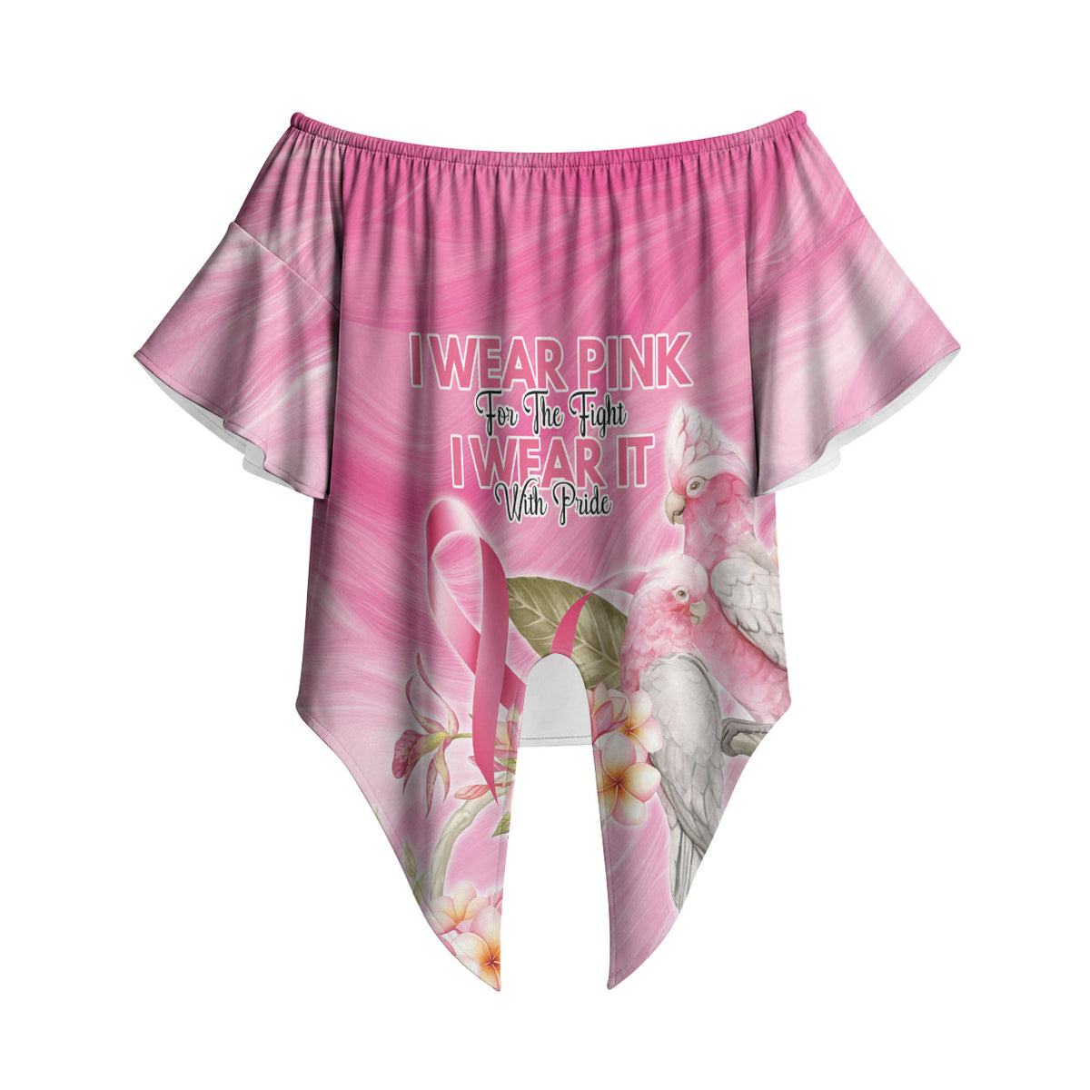 Personalised I Wear Pink For The Fight Off Shoulder Wrap Waist Top Australian Breast Cancer Support Spirit