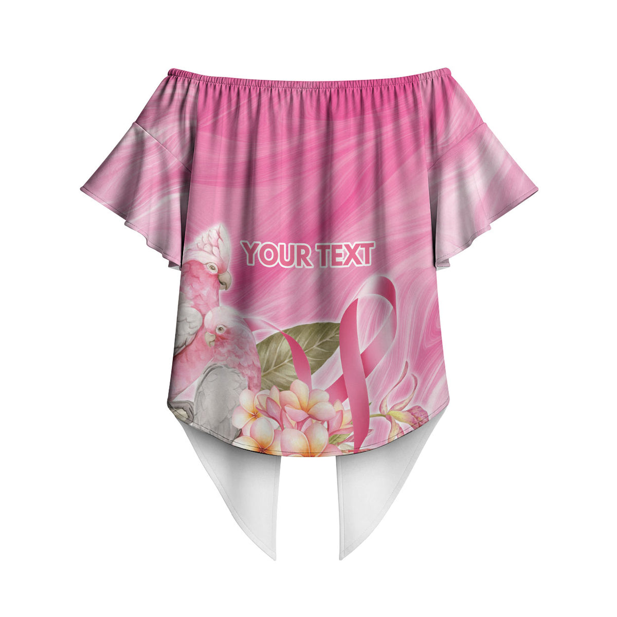 Personalised I Wear Pink For The Fight Off Shoulder Wrap Waist Top Australian Breast Cancer Support Spirit