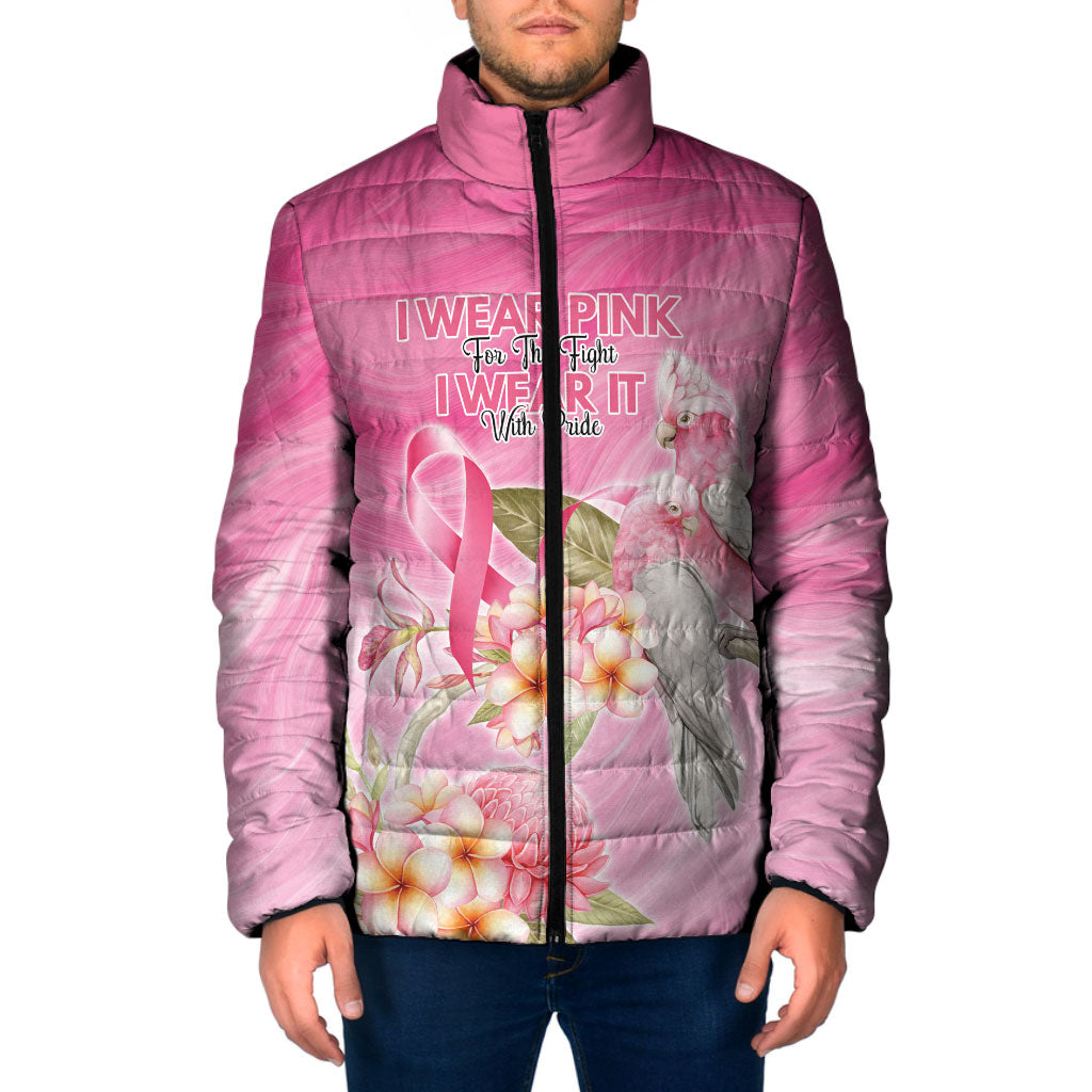 Personalised I Wear Pink For The Fight Padded Jacket Australian Breast Cancer Support Spirit