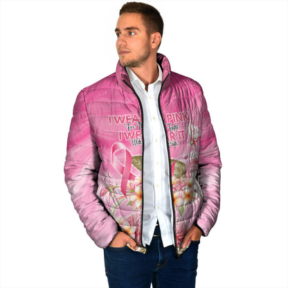 Personalised I Wear Pink For The Fight Padded Jacket Australian Breast Cancer Support Spirit