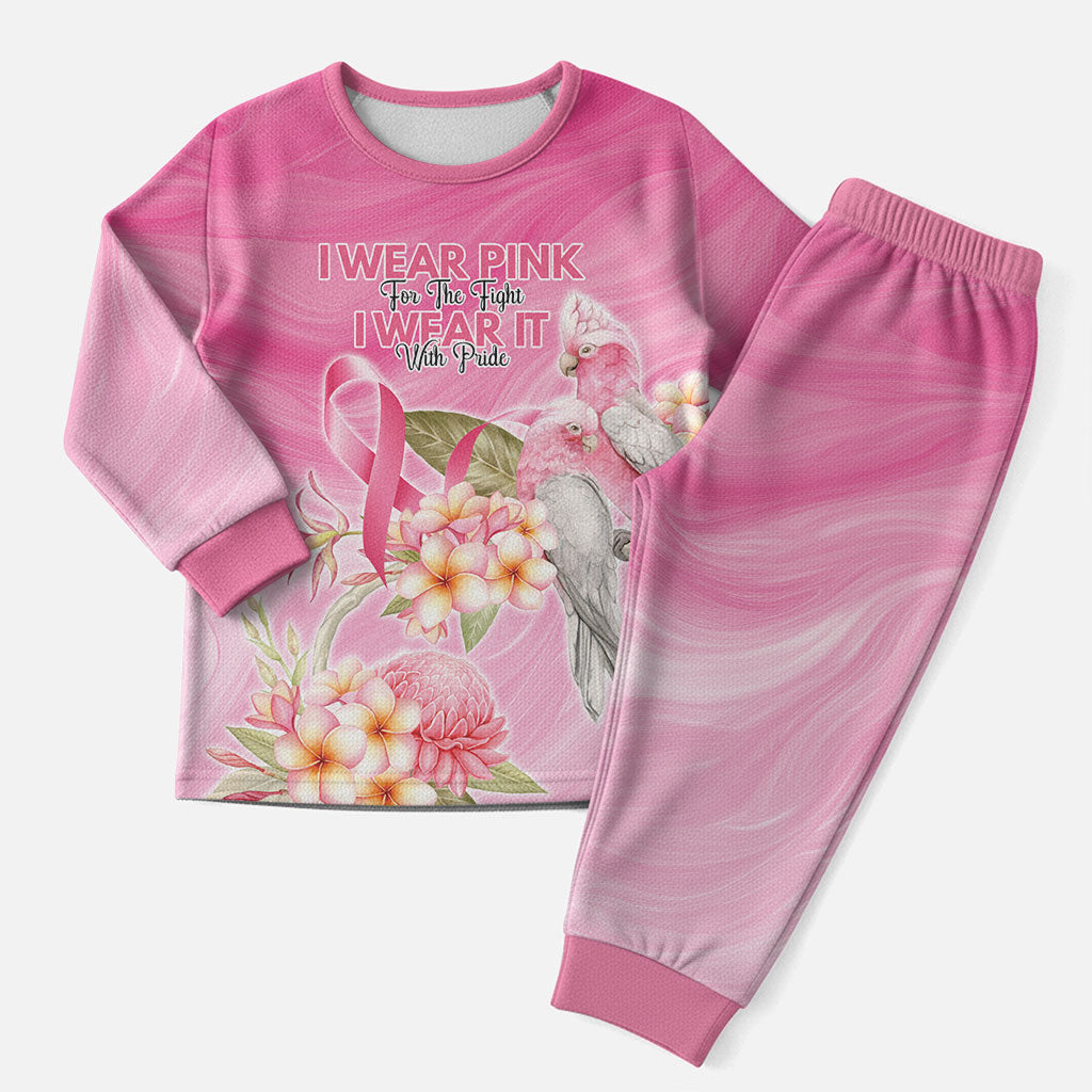 Personalised I Wear Pink For The Fight Christmas Pajama Set Australian Breast Cancer Support Spirit