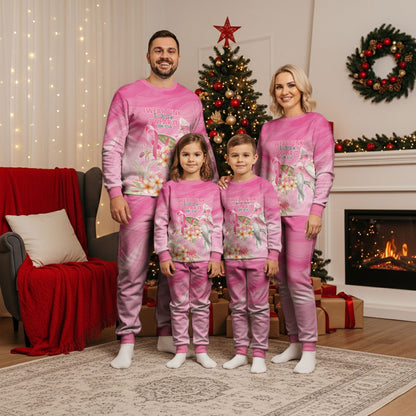 Personalised I Wear Pink For The Fight Christmas Pajama Set Australian Breast Cancer Support Spirit