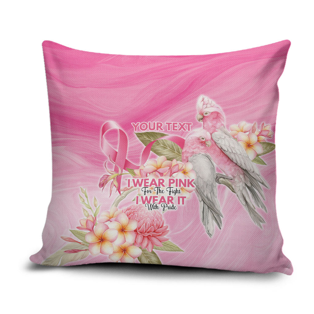 Personalised I Wear Pink For The Fight Pillow Cover Australian Breast Cancer Support Spirit