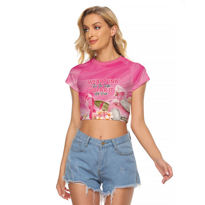 Personalised I Wear Pink For The Fight Raglan Cropped T Shirt Australian Breast Cancer Support Spirit