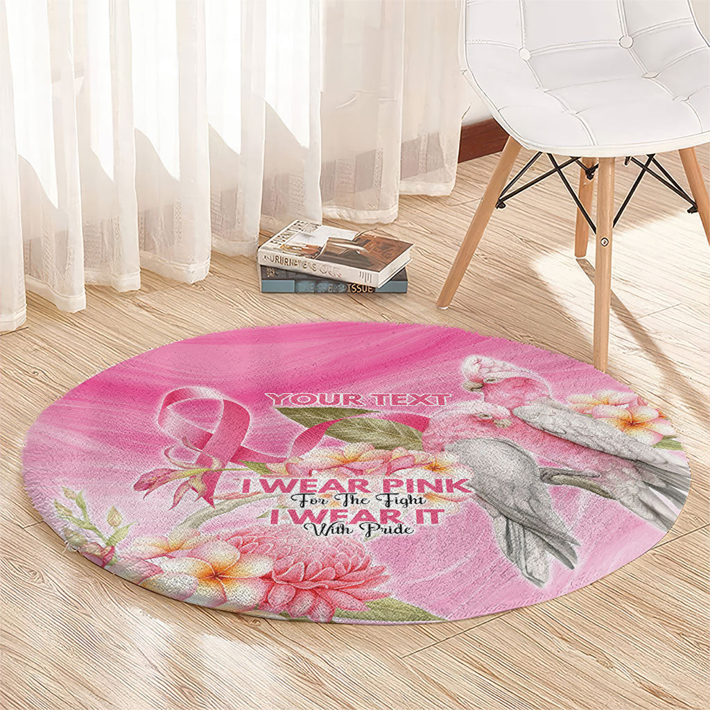 Personalised I Wear Pink For The Fight Round Carpet Australian Breast Cancer Support Spirit