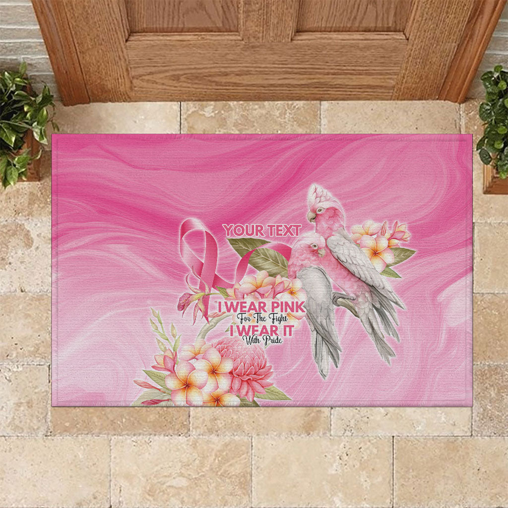 Personalised I Wear Pink For The Fight Rubber Doormat Australian Breast Cancer Support Spirit