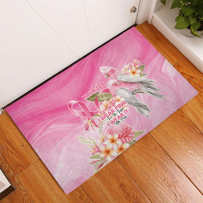 Personalised I Wear Pink For The Fight Rubber Doormat Australian Breast Cancer Support Spirit