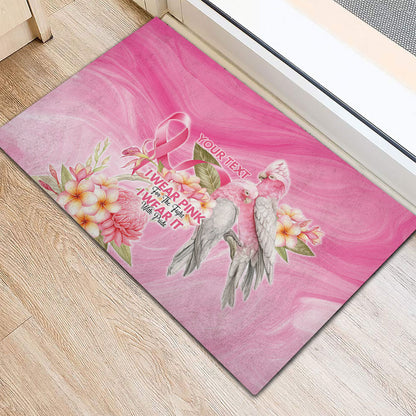 Personalised I Wear Pink For The Fight Rubber Doormat Australian Breast Cancer Support Spirit