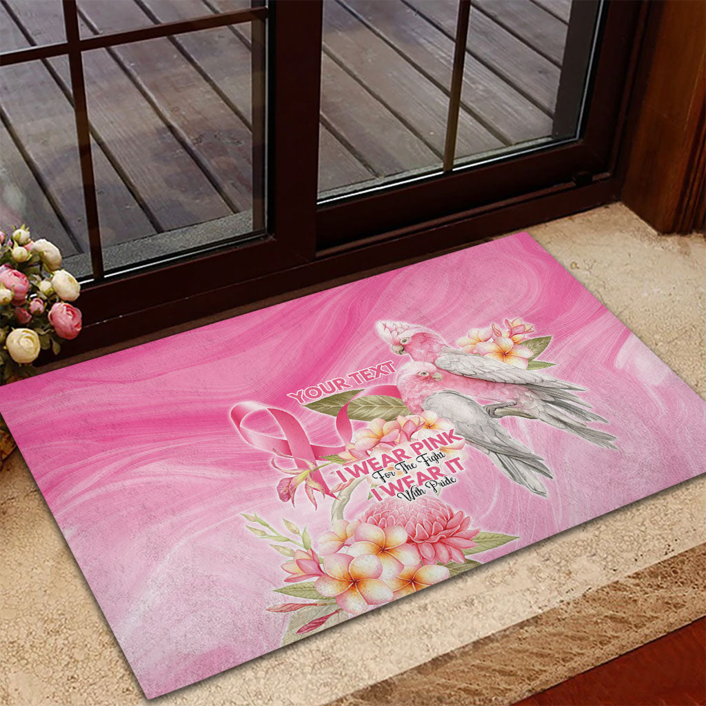 Personalised I Wear Pink For The Fight Rubber Doormat Australian Breast Cancer Support Spirit