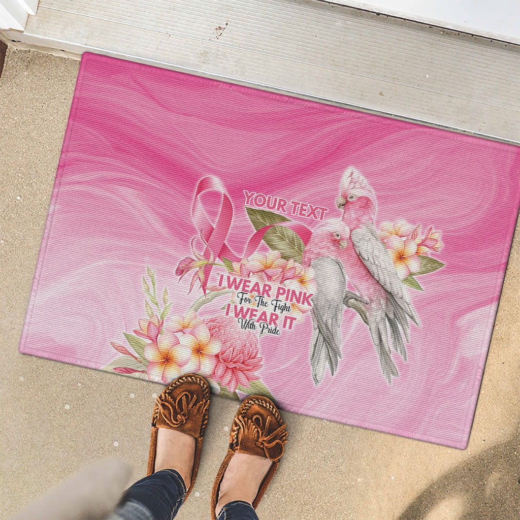 Personalised I Wear Pink For The Fight Rubber Doormat Australian Breast Cancer Support Spirit