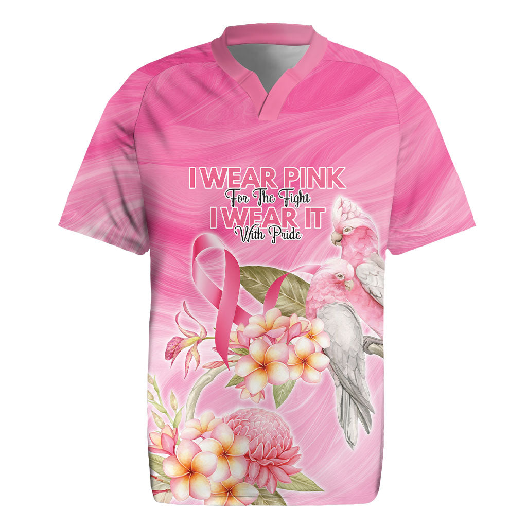 Personalised I Wear Pink For The Fight Rugby Jersey Australian Breast Cancer Support Spirit