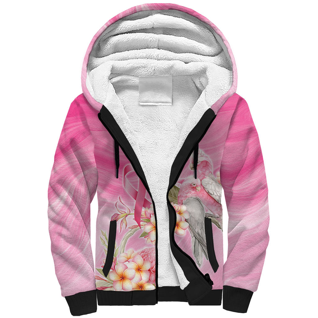 Personalised I Wear Pink For The Fight Sherpa Hoodie Australian Breast Cancer Support Spirit