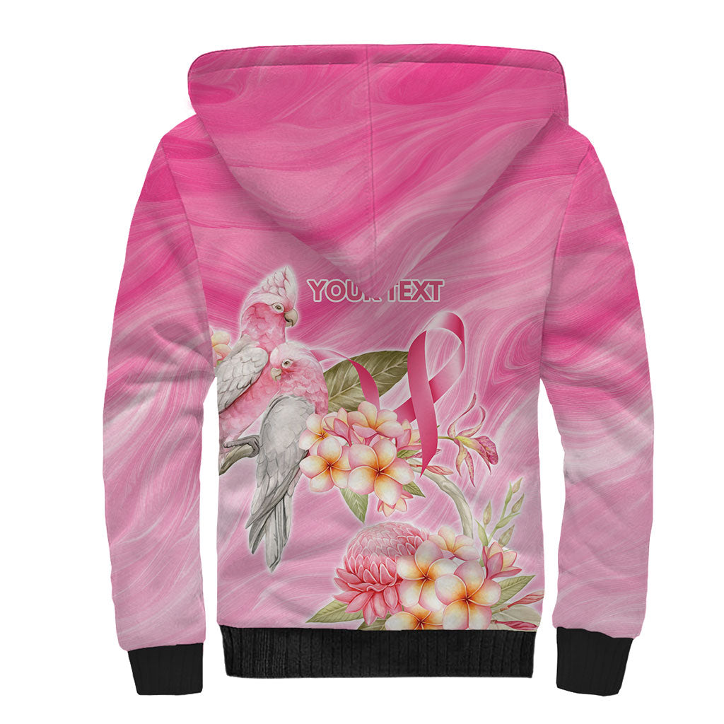 Personalised I Wear Pink For The Fight Sherpa Hoodie Australian Breast Cancer Support Spirit