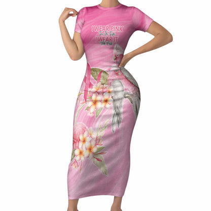Personalised I Wear Pink For The Fight Short Sleeve Bodycon Dress Australian Breast Cancer Support Spirit